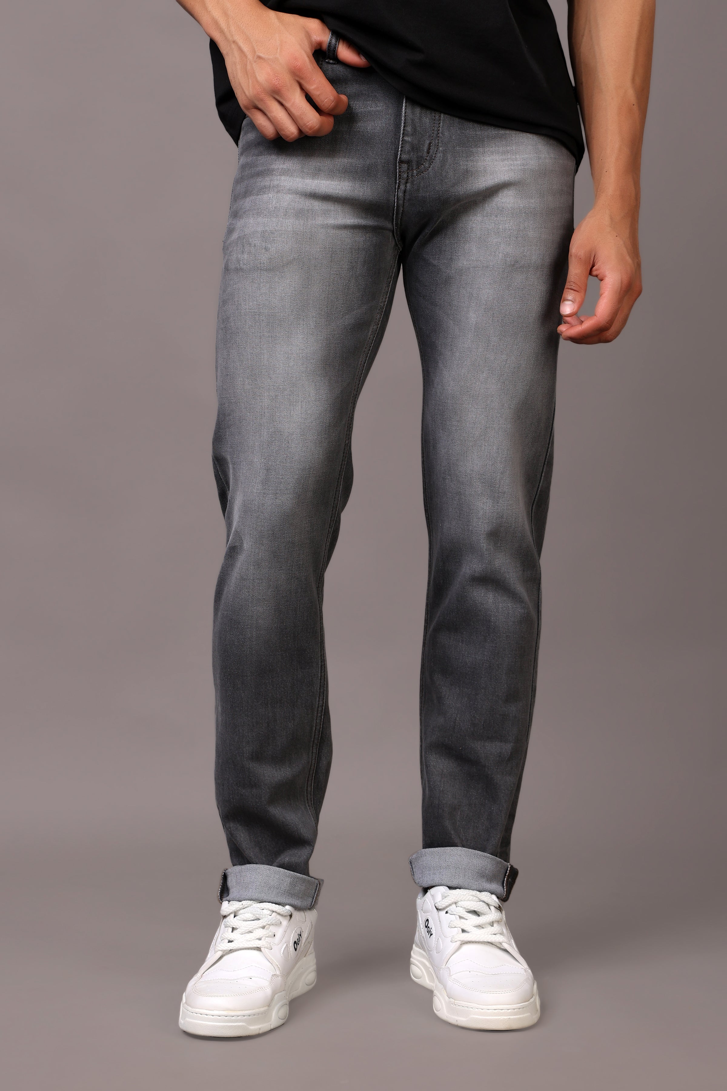 Stylox Men’s Comfort Fit Denim Jeans - Grey, Mid Dark Grey & Dark Grey ,