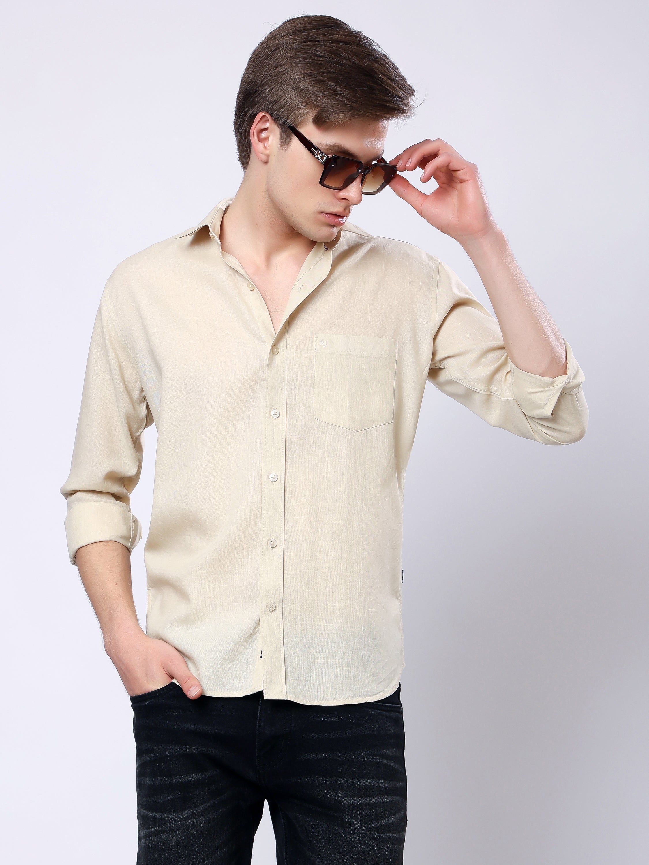 Stylox Men’s Regular Fit Full Sleeve Solid Casual Shirt - Stylox
