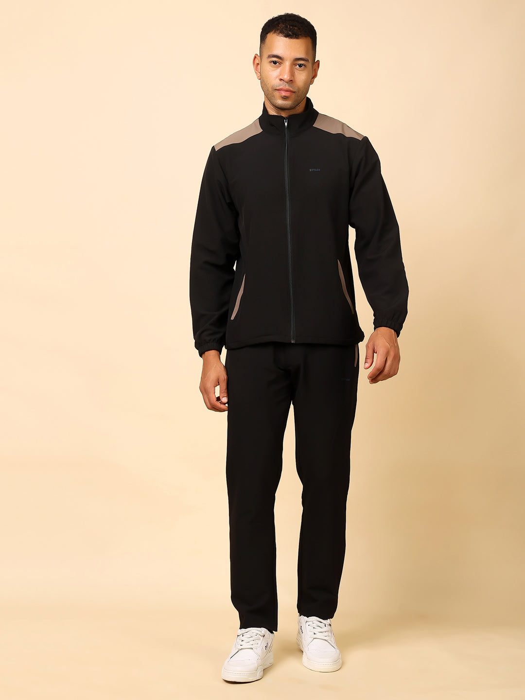Stylox Men’s Solid Tracksuit | Full Zip High Neck Jacket & Jogger Pants Set - Stylox