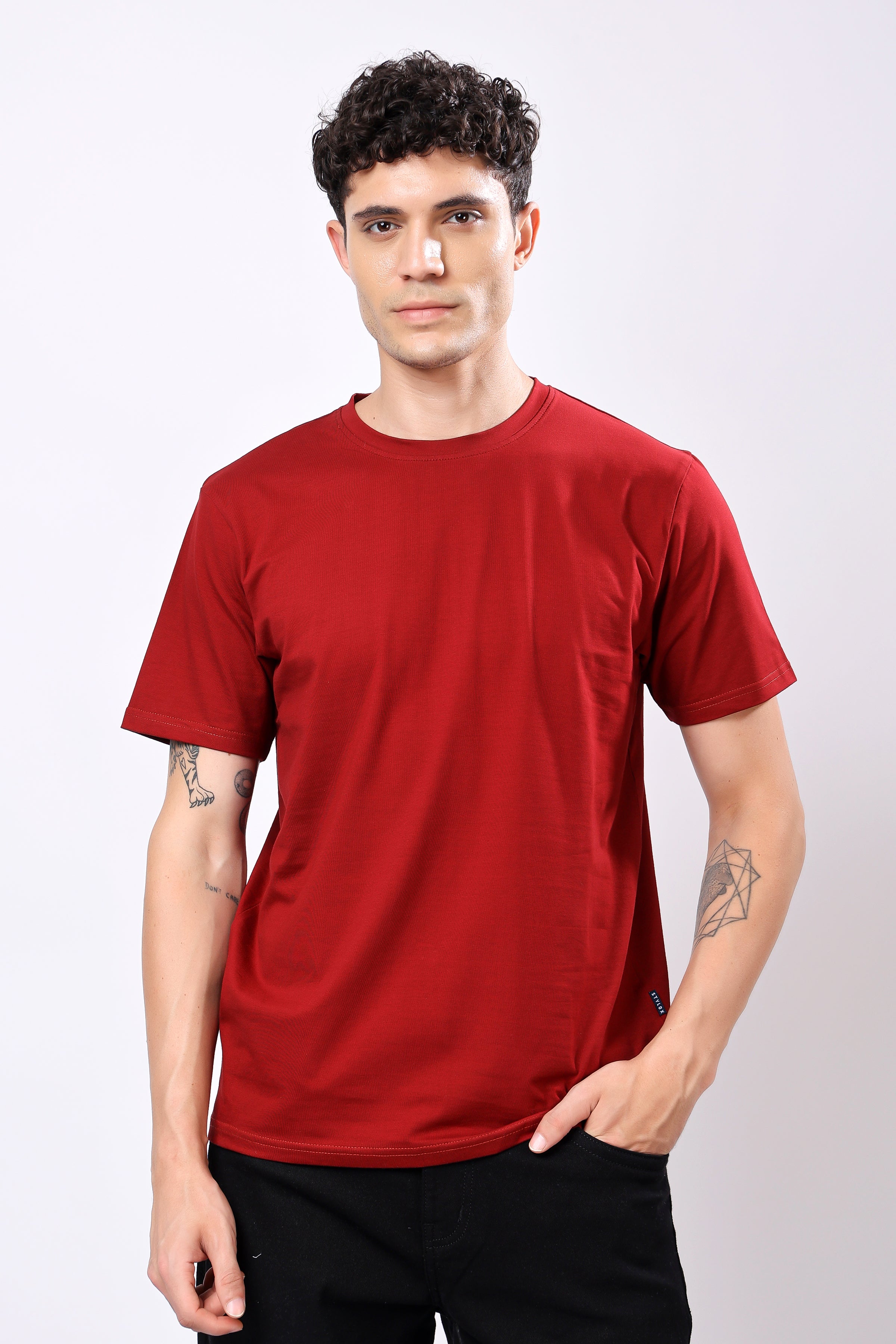 STYLOX Round Neck Solid T-Shirt - Stylox