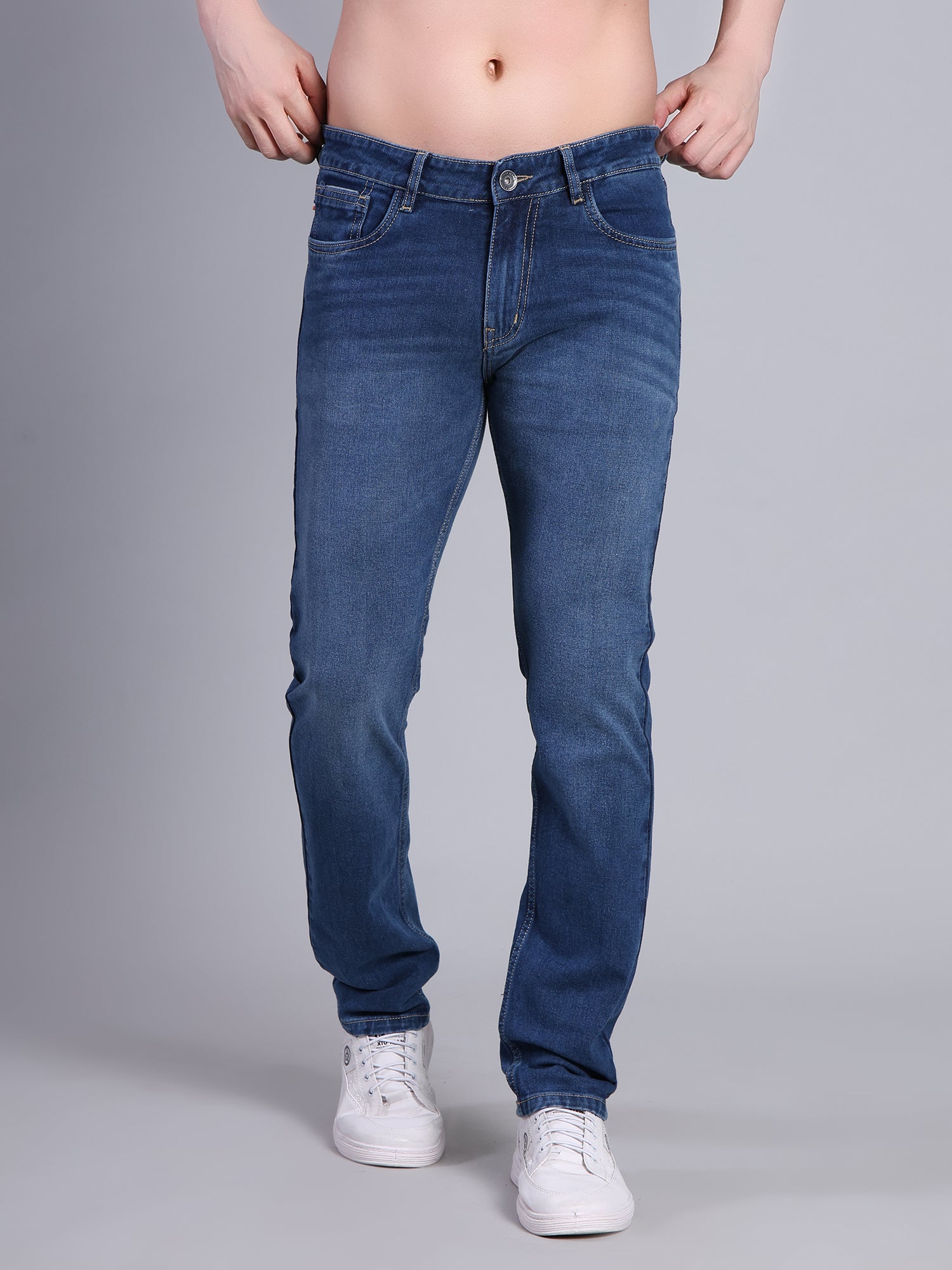 Stylox Men’s Slim Fit Mid Rise Stretchable Casual Denim Jeans-Blue - Stylox