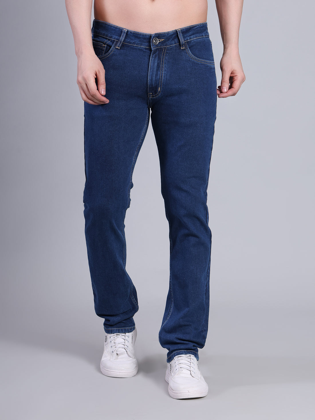 Stylox Men’s Slim Fit Mid Rise Stretchable Casual Denim Jeans-Dark Blue - Stylox