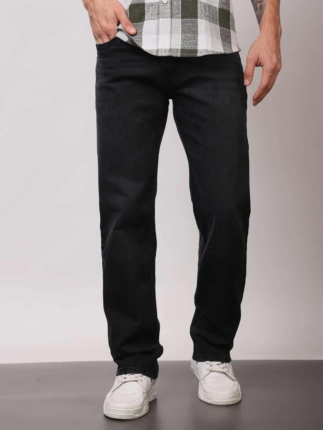 Stylox Men’s Comfort Fit Solid Jeans | Premium Stretchable Plain Denim Jeans for Men | Mid-Rise Relaxed Fit Jeans - Stylox
