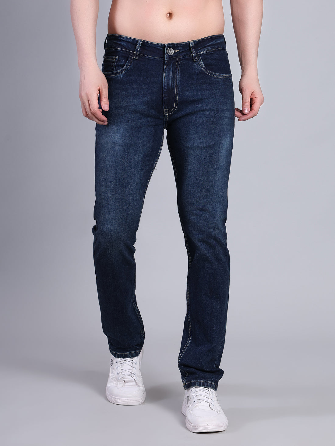 Stylox Men’s Slim Fit Stretchable Washed Denim Jeans-Greenish Blue - Stylox