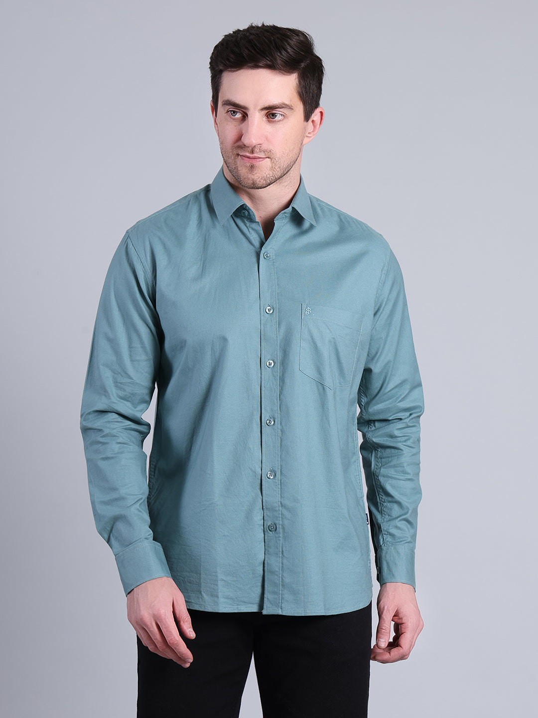 Stylox Men’s Solid Casual Shirt | Full Sleeve Regular Fit Shirt for Everyday Wear