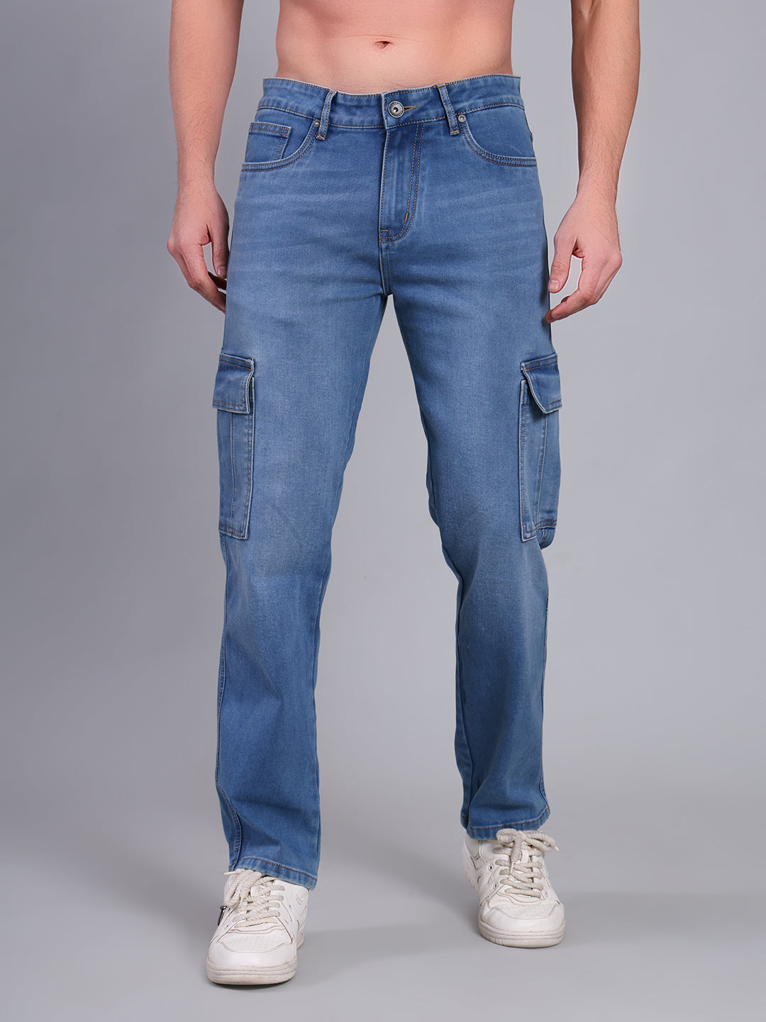 Stylox Men’s Cargo Jeans | Utility Denim with Multiple Pockets | Regular Fit Stretch Cargo Jeans for Men