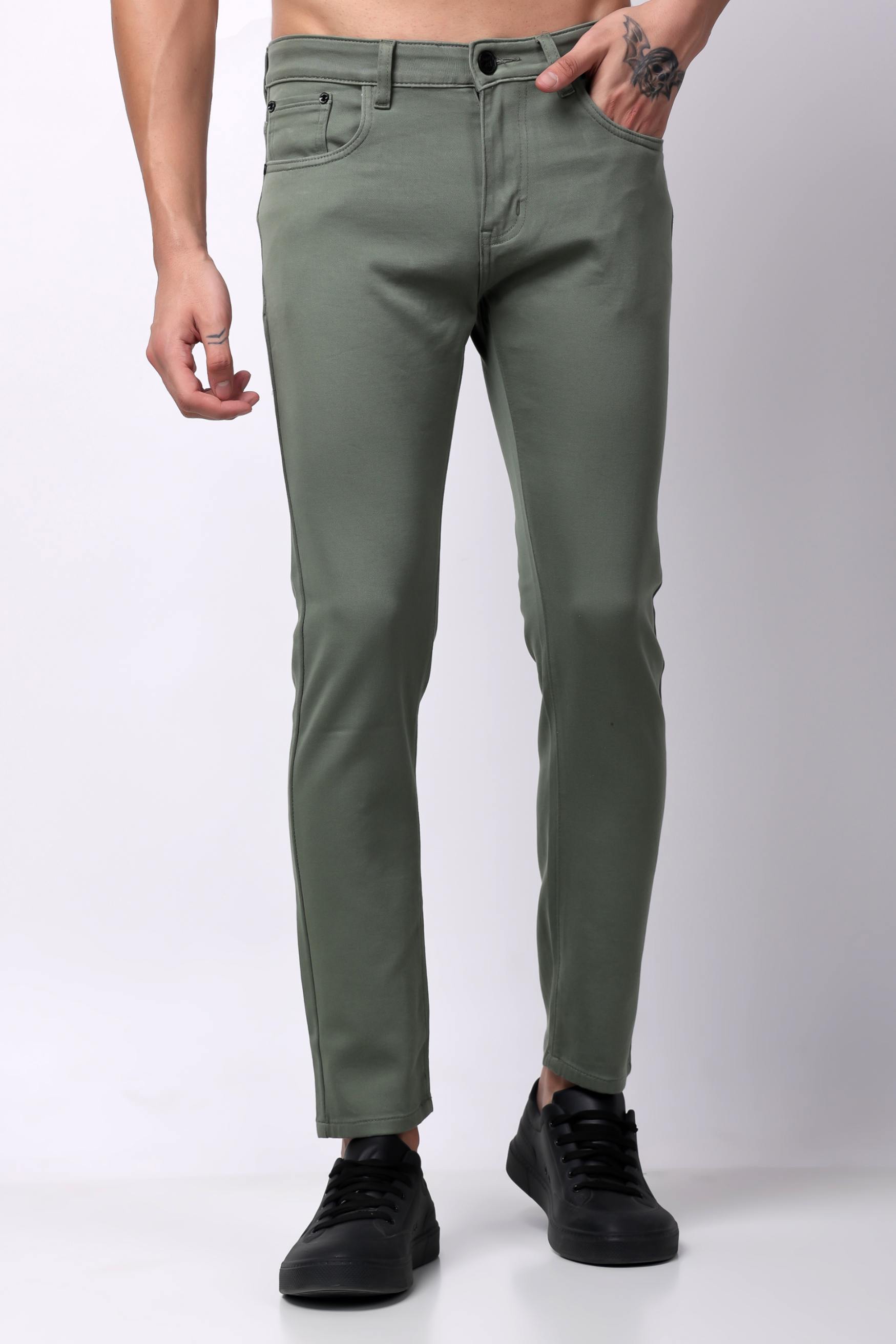 Stylox Men Slim Fit Jeans - Greenish Grey - 5510-10797 - Stylox