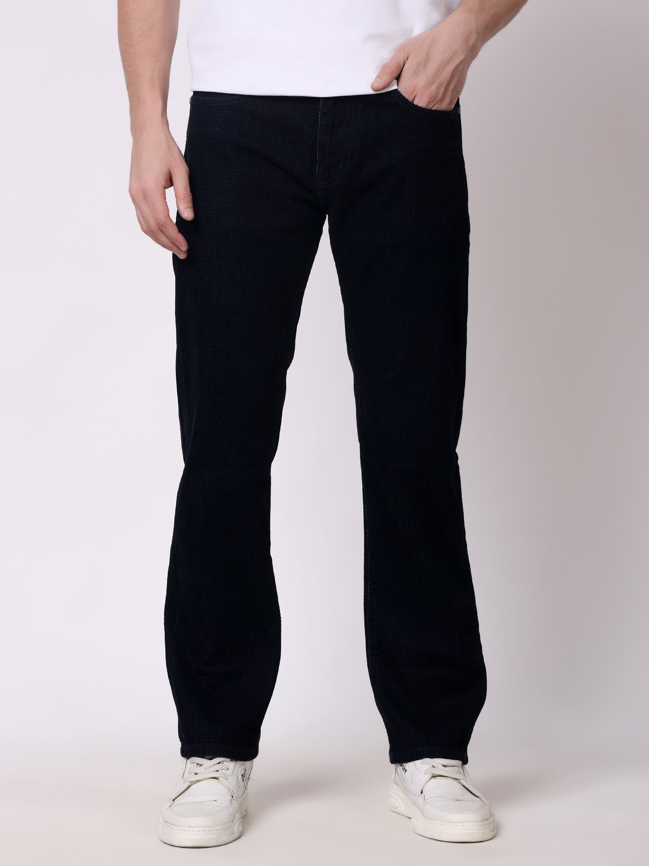 Stylox Men’s Premium Stretchable Comfort Fit Textured Denim Jeans - Stylox