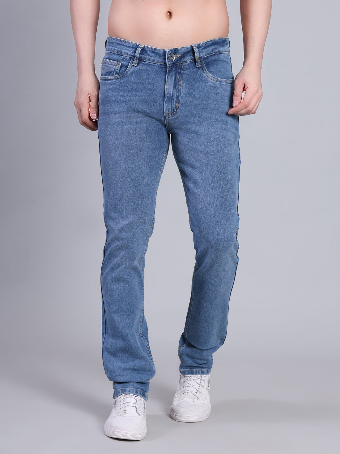 Stylox Men’s Slim Fit Mid Rise Stretchable Casual Denim Jeans-Mid Light Blue - Stylox