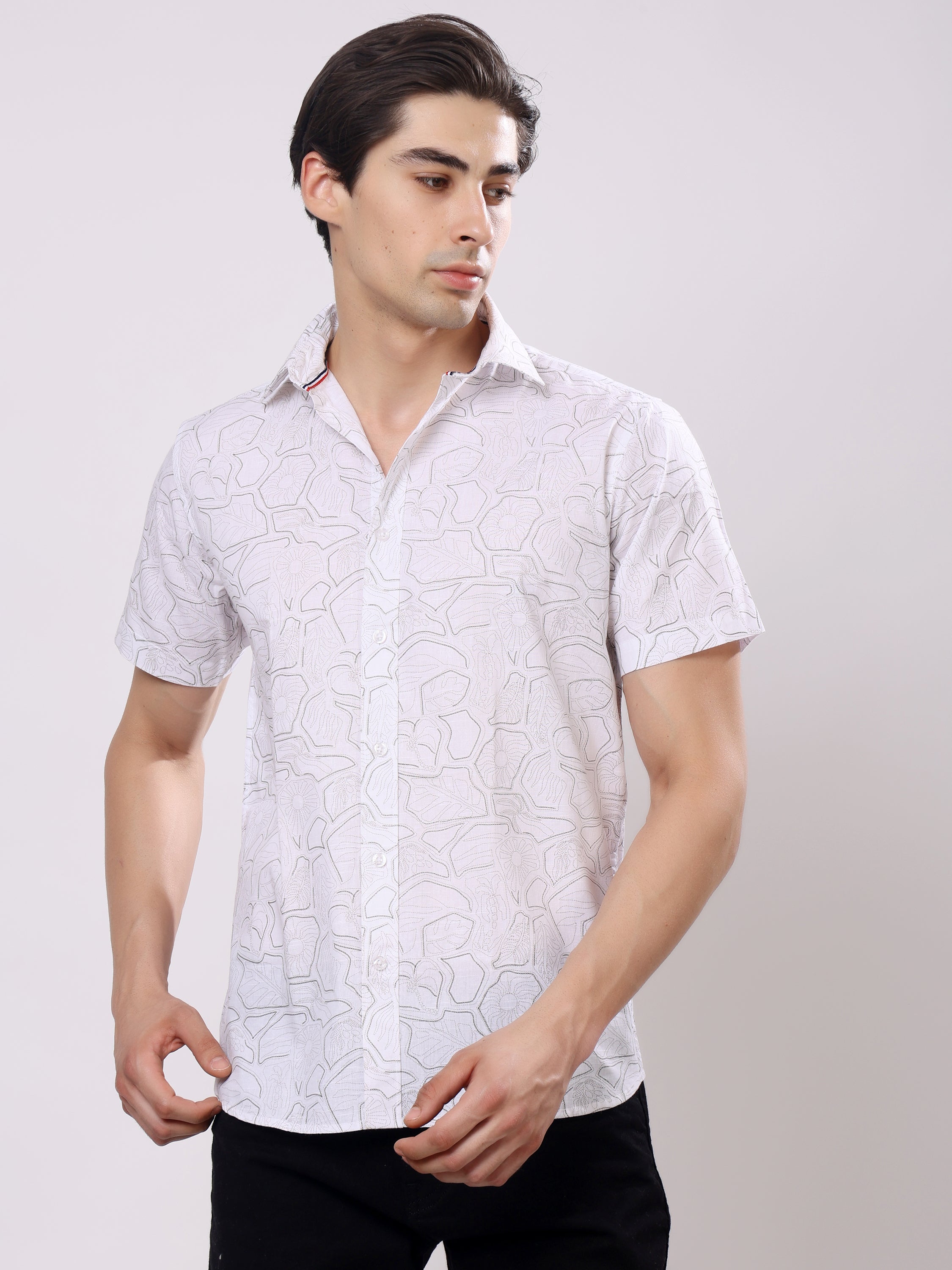Stylox Men’s Regular Fit Half Sleeve Stylish Abstract Printed Casual Shirt - Stylox