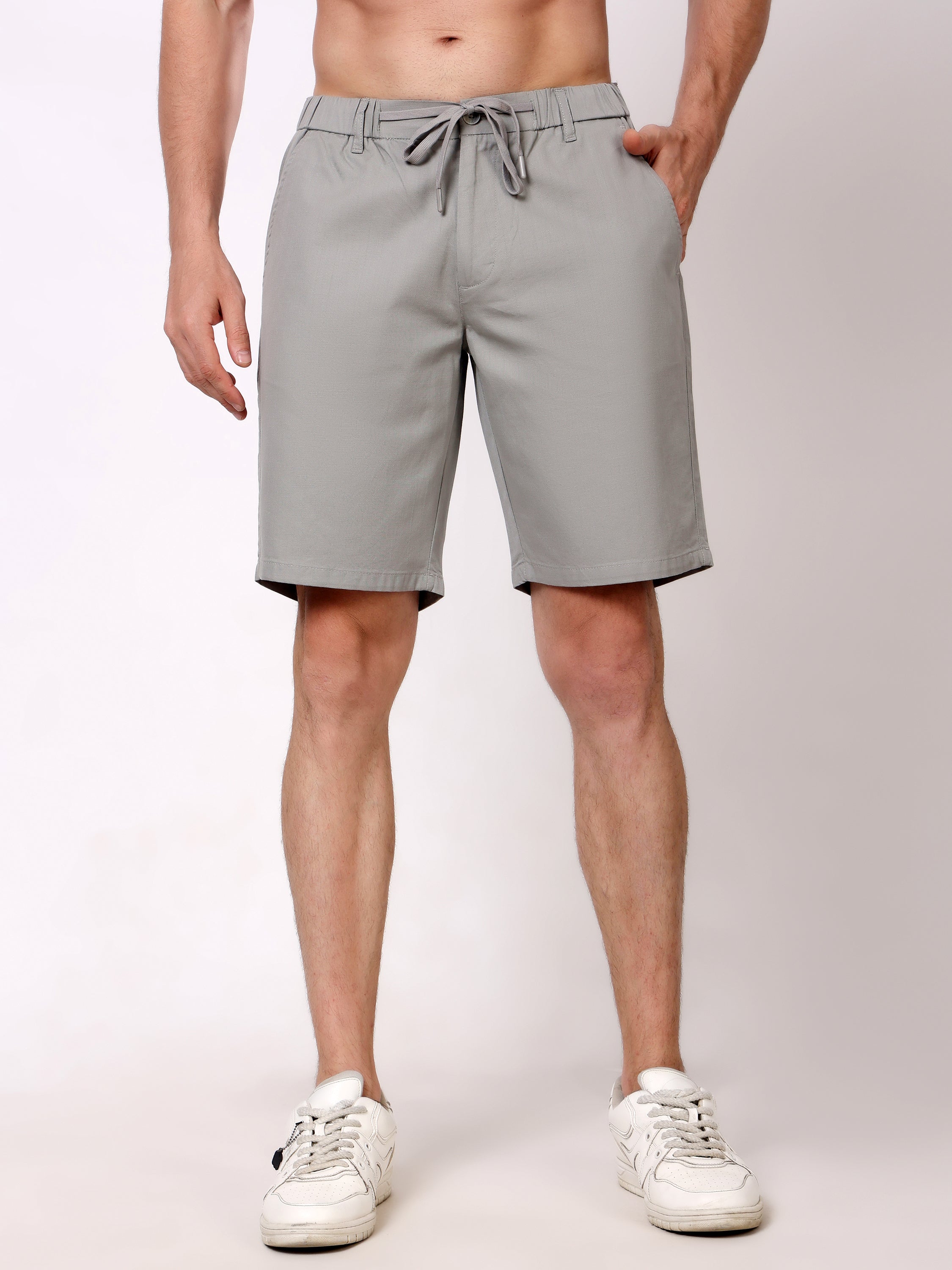 Stylox Men's Regular Fit Cotton Casual Summer Shorts with Elastic Waist & Drawstring