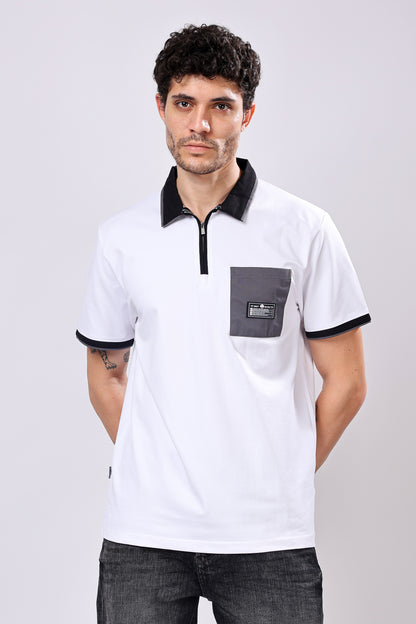 Stylox Men’s Polo Neck Solid T-Shirt with Single Pocket – Classic Style, Comfortable &amp; Smart Casual Wear