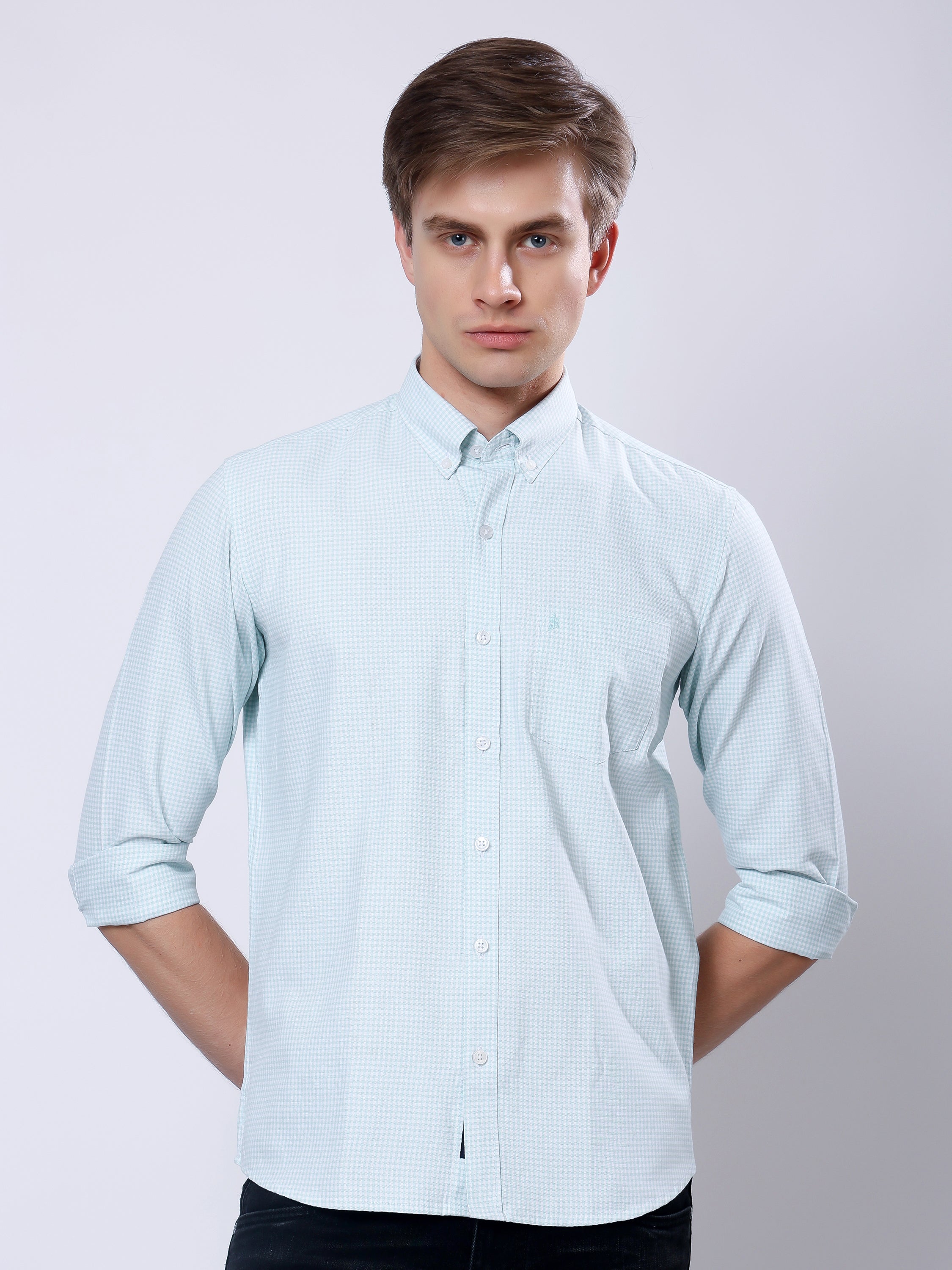 Stylox Men’s Regular Fit Full Sleeve Micro Check Casual Shirt - Stylox