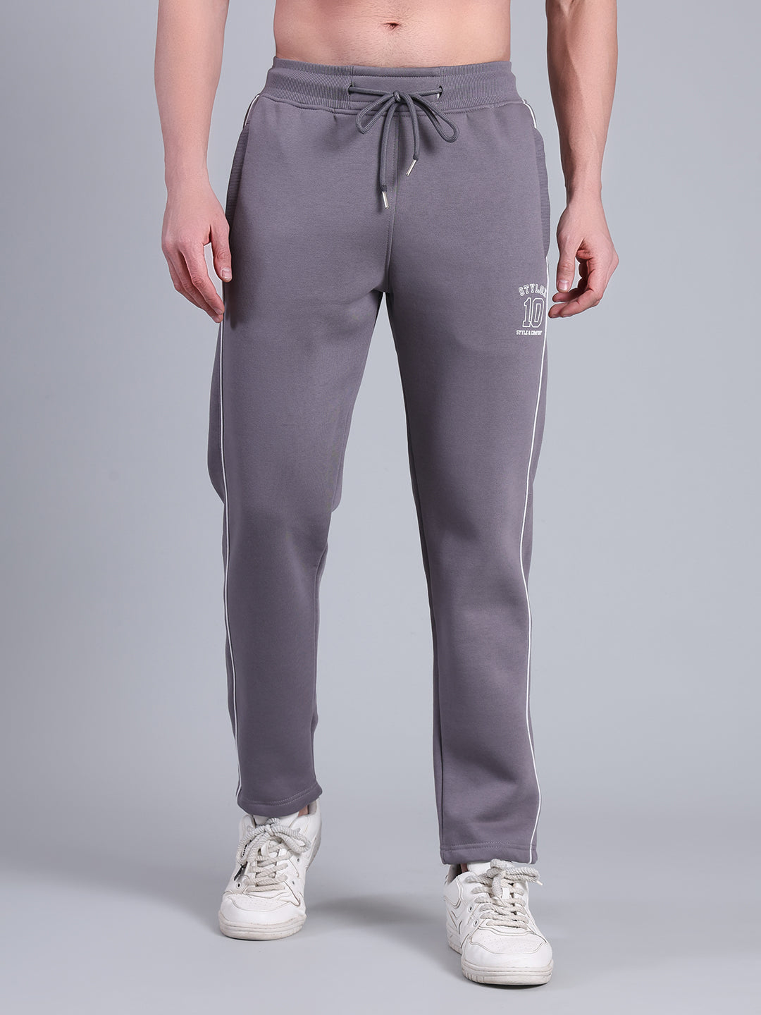 Stylox Men’s Solid Trackpant with Side Piping (Grey) - Stylox