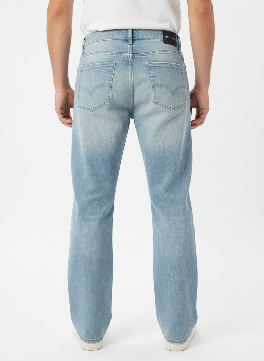 Stylox Men’s Sky Blue Loose Fit Jeans – Relaxed Denim for Effortless Style