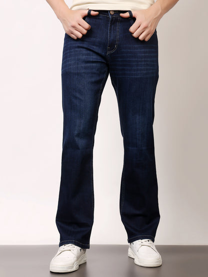 Stylox Men’s Bootcut Fit Solid Jeans | Classic Denim Mid-Rise Casual Wear for Men|J-08