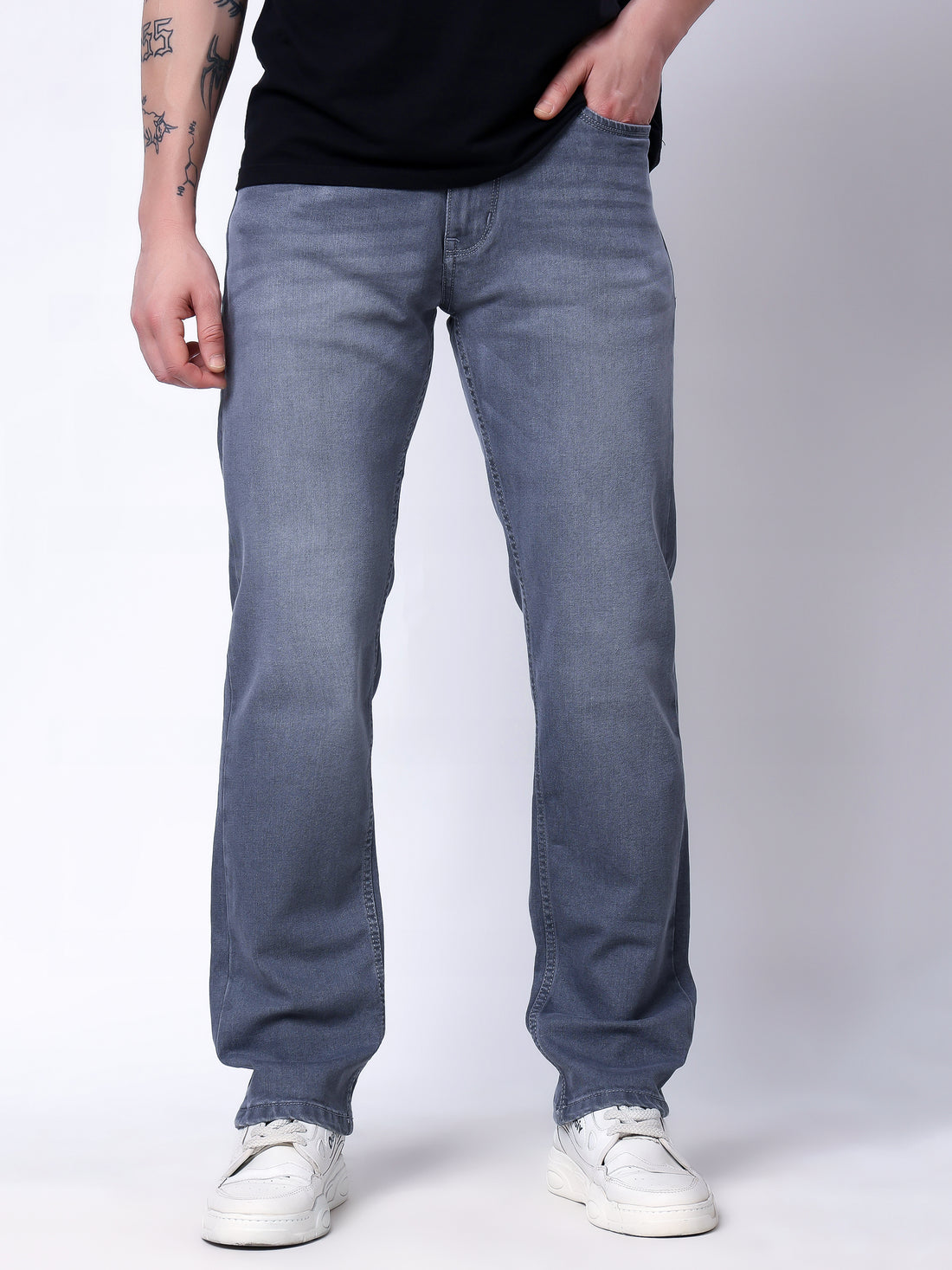 Stylox Men’s Slim Fit Stretchable Grey Denim Jeans - Stylox