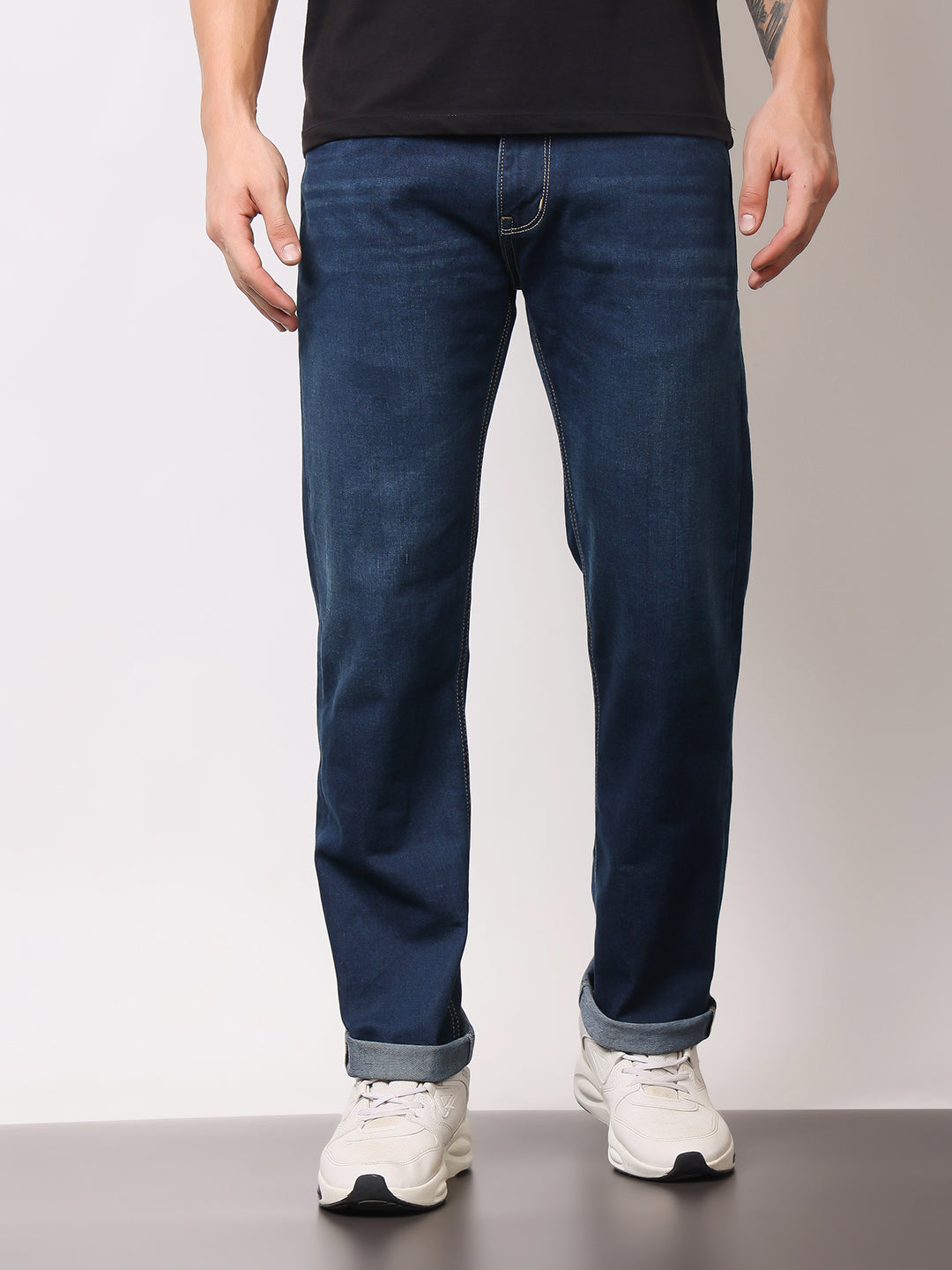 Stylox Men’s Comfort Fit Mid-Rise Premium Stretchable Solid Jeans - Stylox