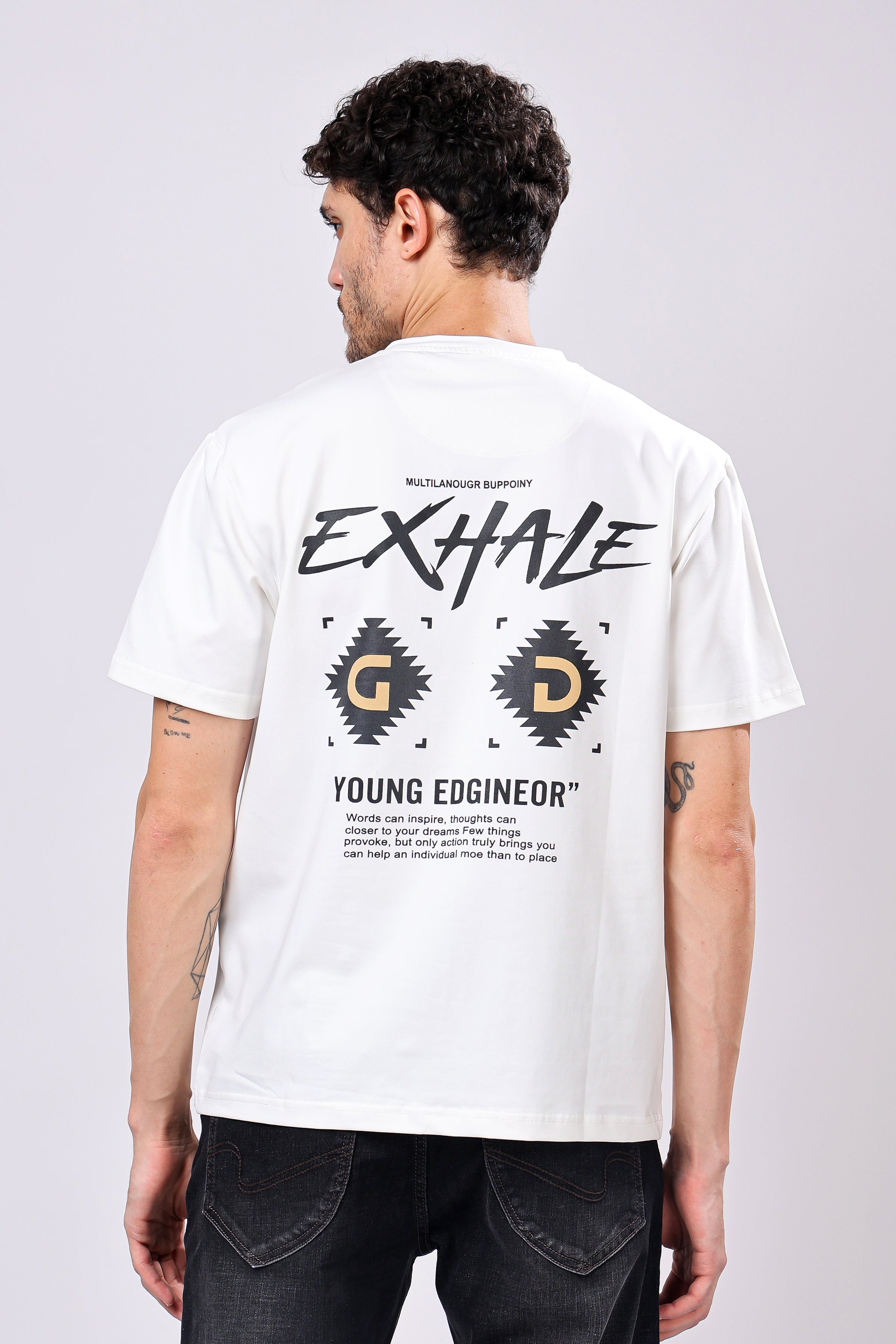 Stylox Men’s Oversized Round Neck Half Sleeve Back Printed T-Shirt | Premium Cotton Loose Fit Graphic Tee for Streetwear - Stylox