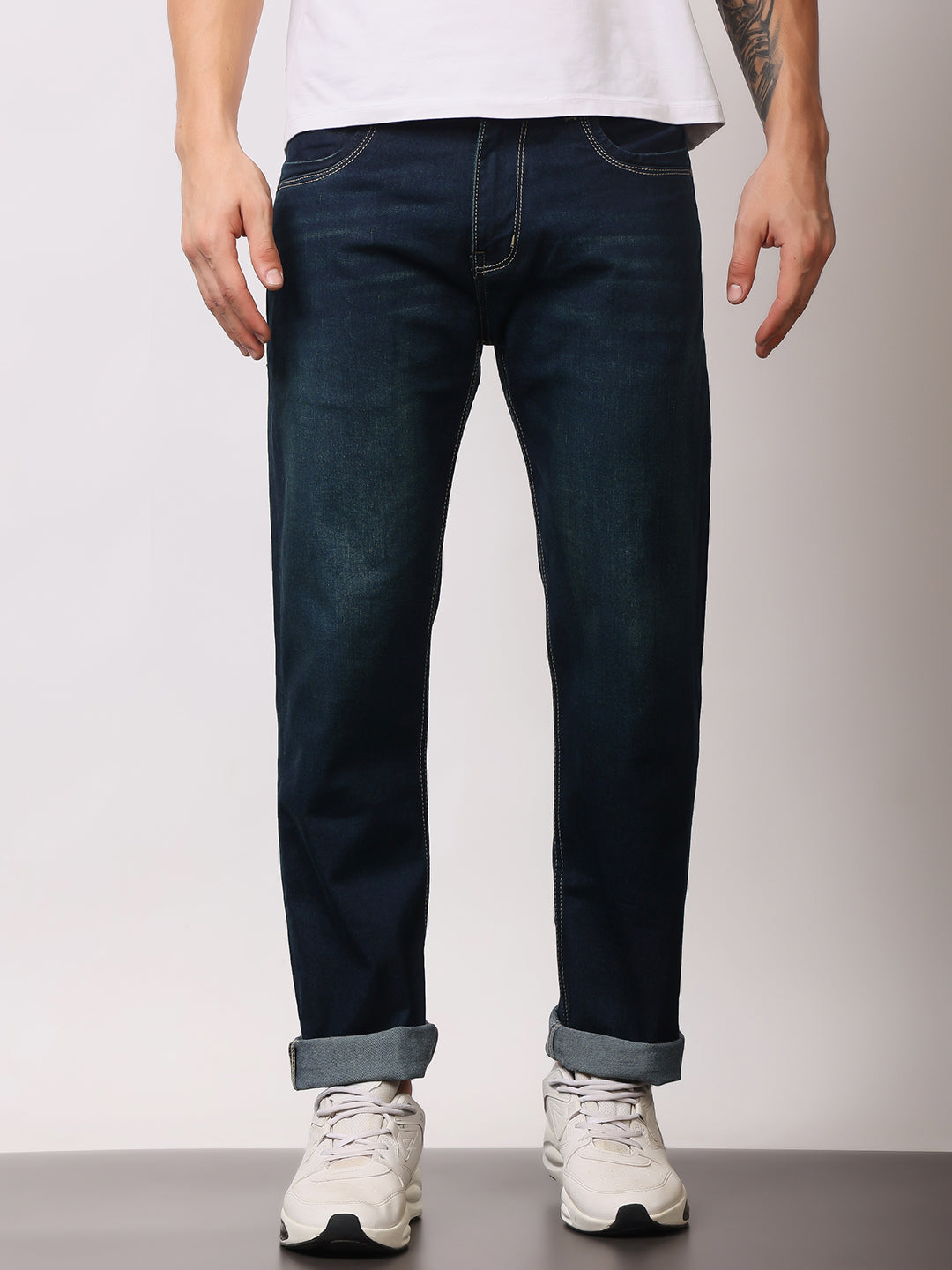 Stylox Men’s Comfort Fit Mid-Rise Premium Stretchable Solid Jeans - Stylox
