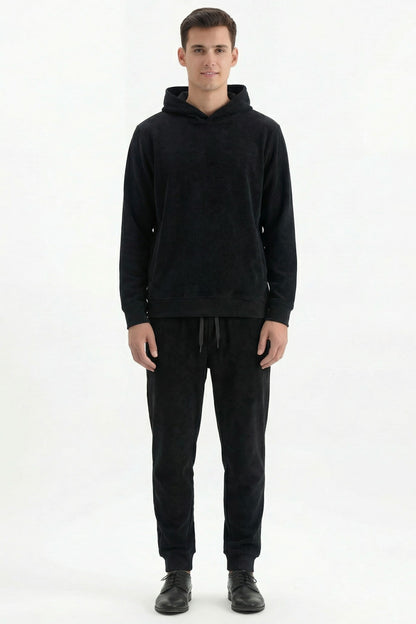 Stylox Men’s Regular Fit Ribbed Tracksuit Set (Hooded Sweatshirt + Jogger Pants)