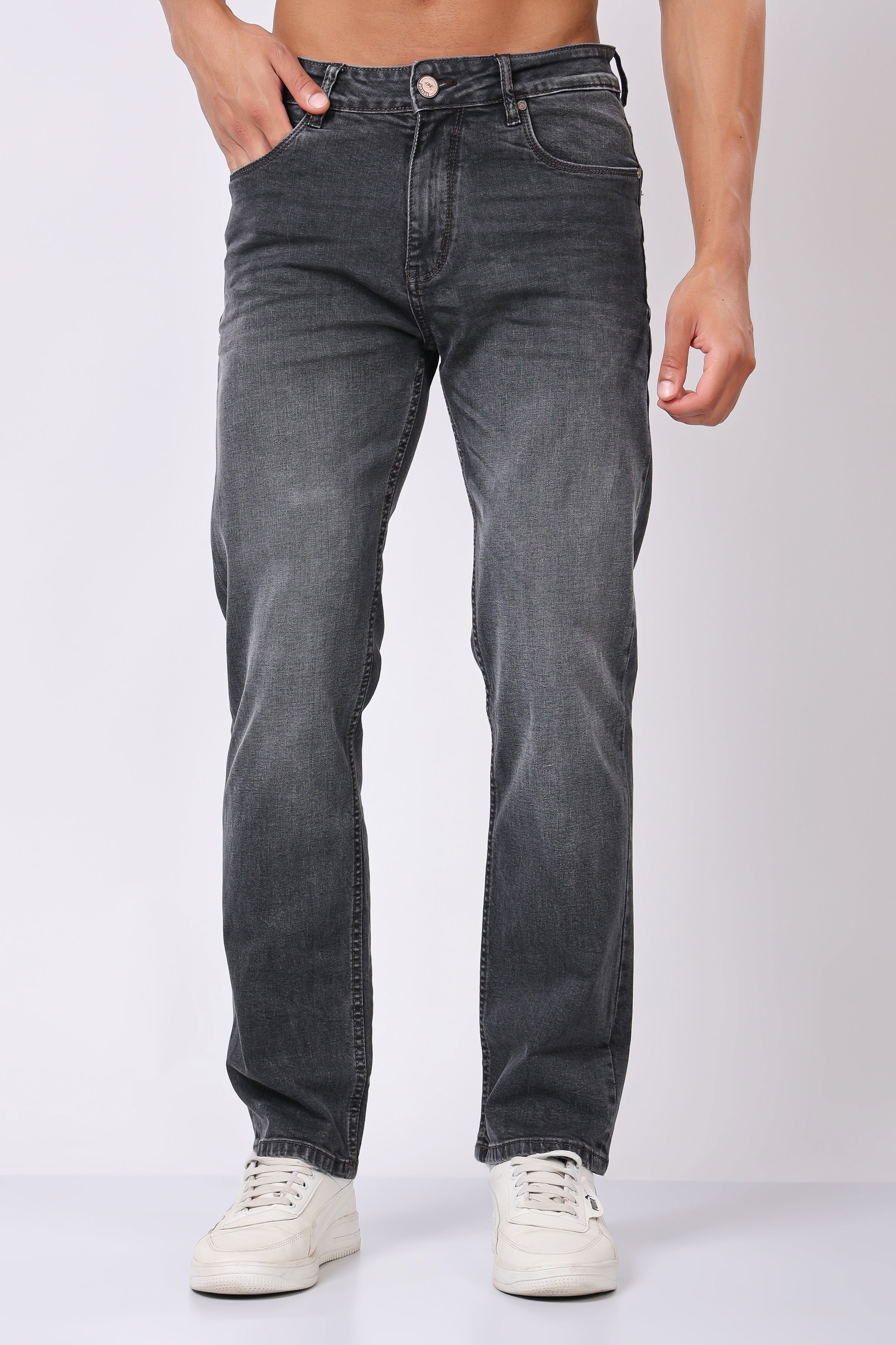 Stylox Men’s Comfort Fit Denim Jeans - Grey, Dark Grey, Mid Grey