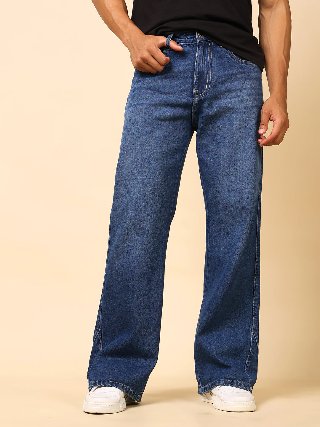 Stylox Men’s Baggy Fit Relaxed Casual Denim Jeans - Dark Blue, Mid Night Blue & Light Blue, - Stylox