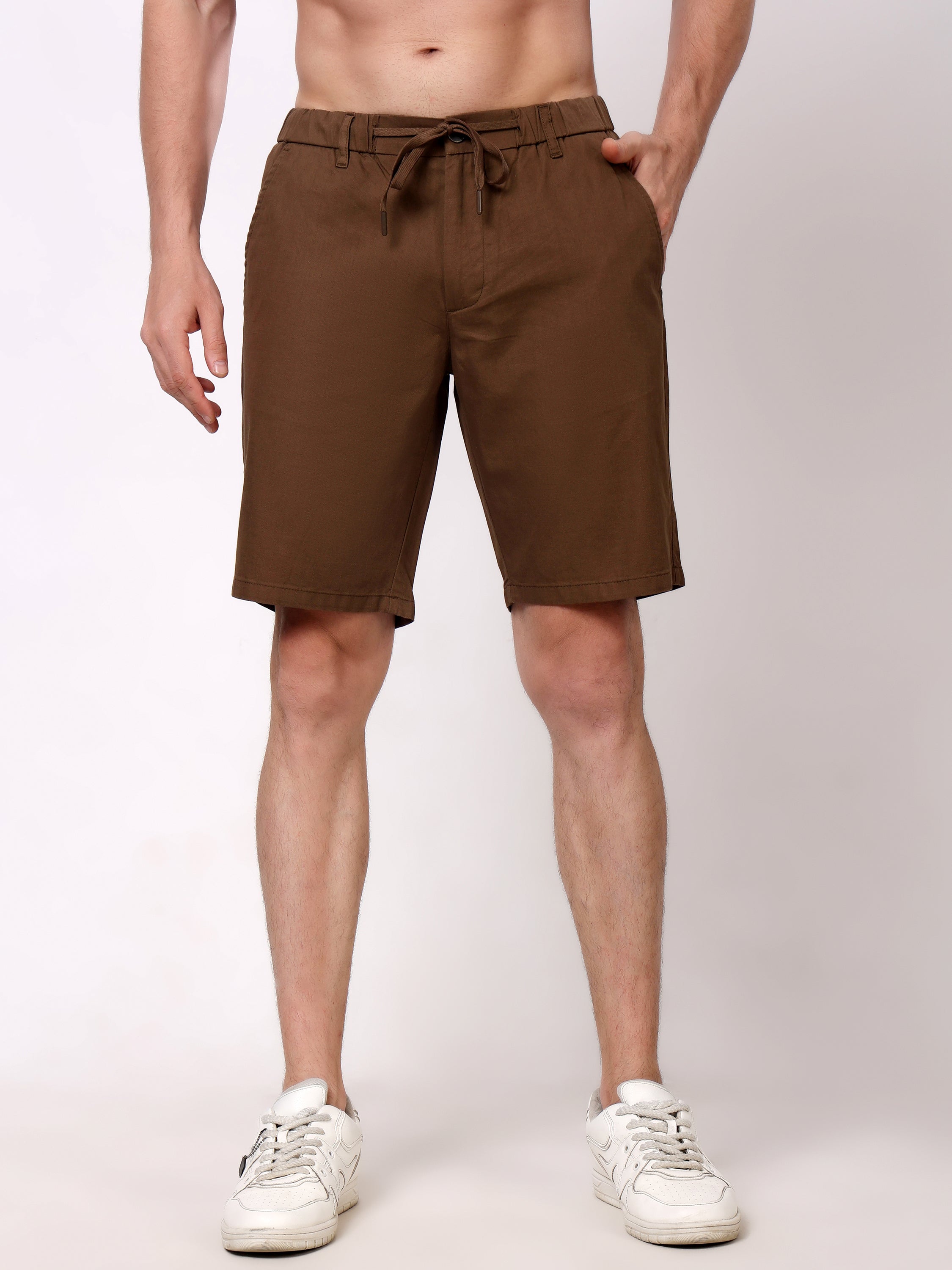 Stylox Men's Regular Fit Cotton Casual Summer Shorts with Elastic Waist & Drawstring