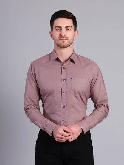 Stylox Men’s Regular Fit Solid Oxford Casual Shirt-Mauve - Stylox