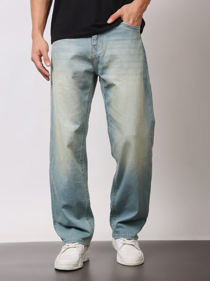 Stylox Men’s Sky Blue Loose Fit Jeans – Relaxed Denim for Effortless Style