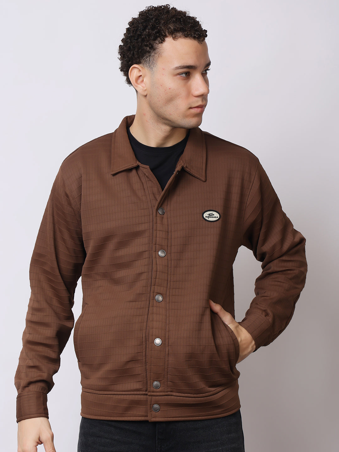 Stylox Men’s Textured Button-Down Shacket – Lightweight Casual Jacket for Winter &amp; Fall