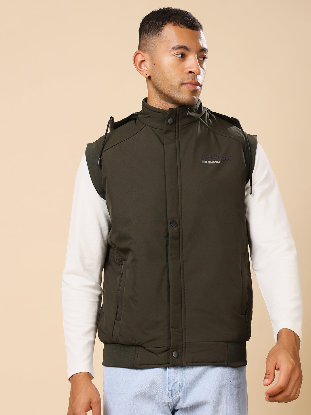 Stylox Sleeveless Solid Men’s Jacket | Lightweight Zip-Up Casual & Sportswear Jacket