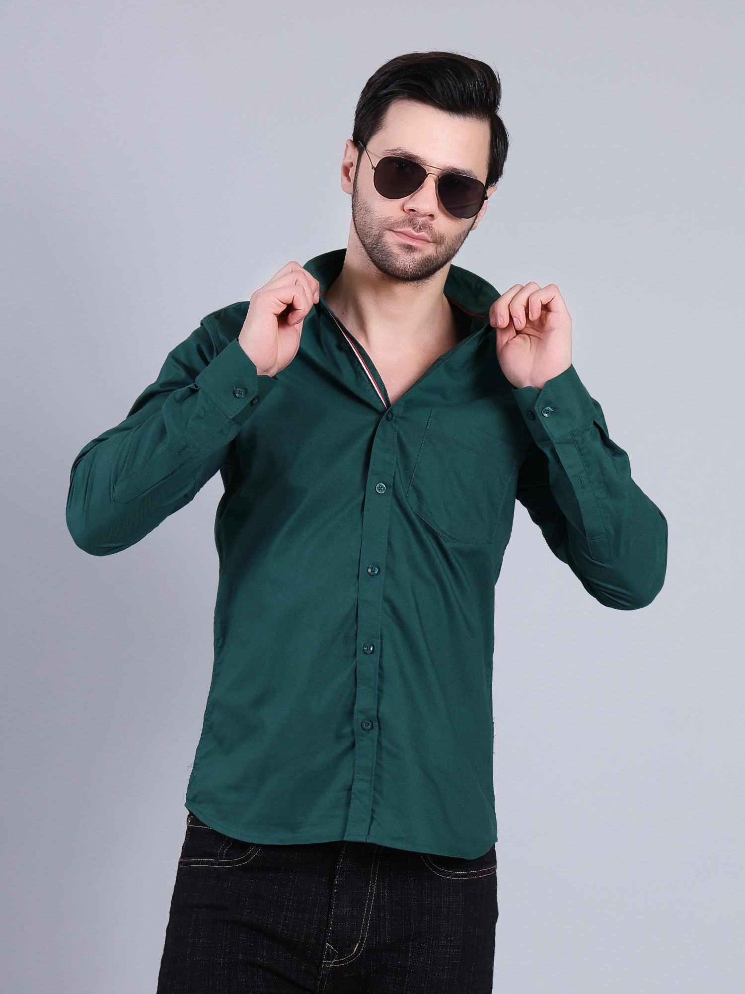 Stylox Men’s Regular Fit Full Sleeve Solid Casual Shirt for Everyday & Office Wear (Peacock) - Stylox