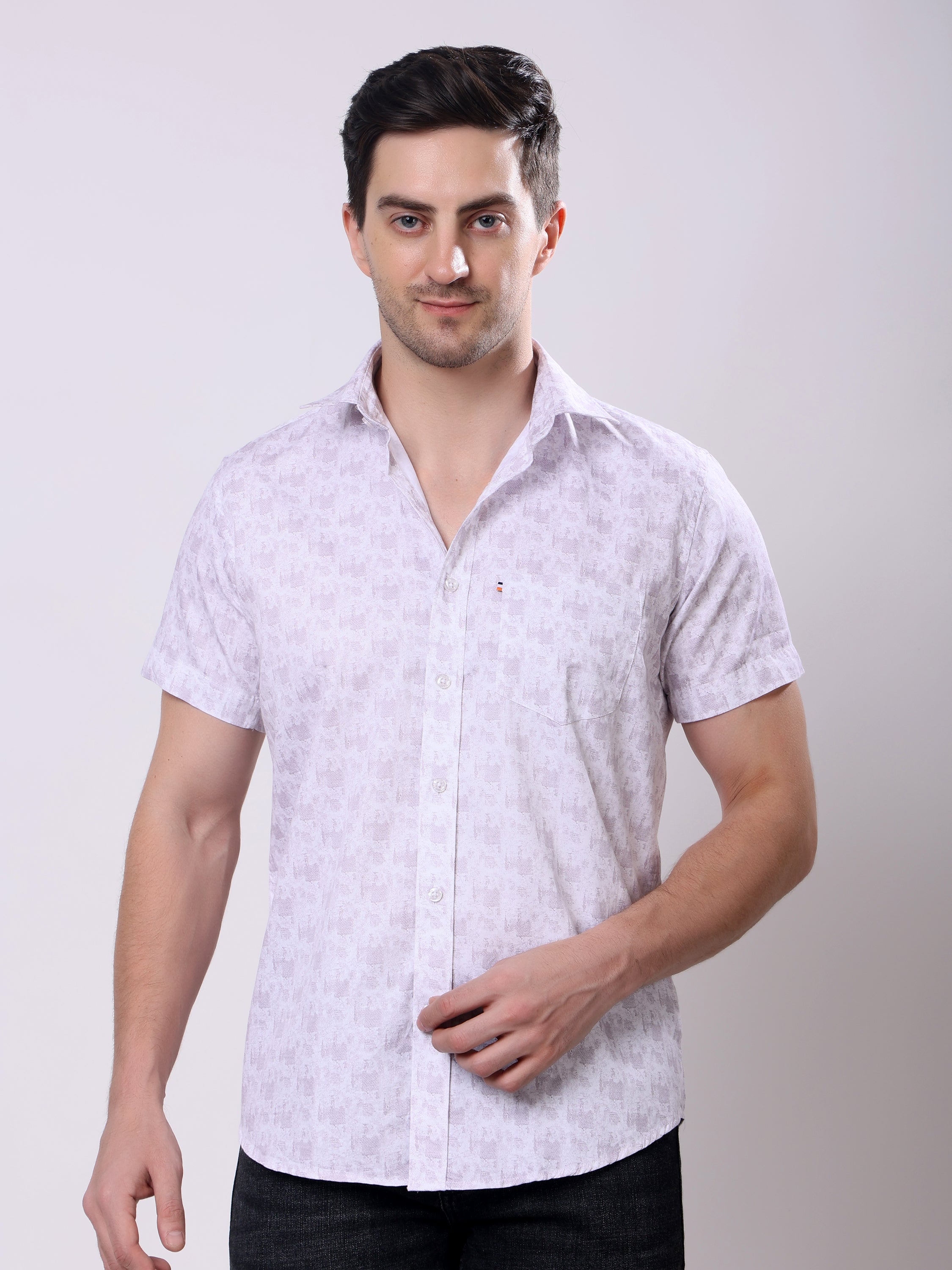 Stylox Men’s Regular Fit Half Sleeve Abstract print Cotton Summer Casual Shirt - Stylox