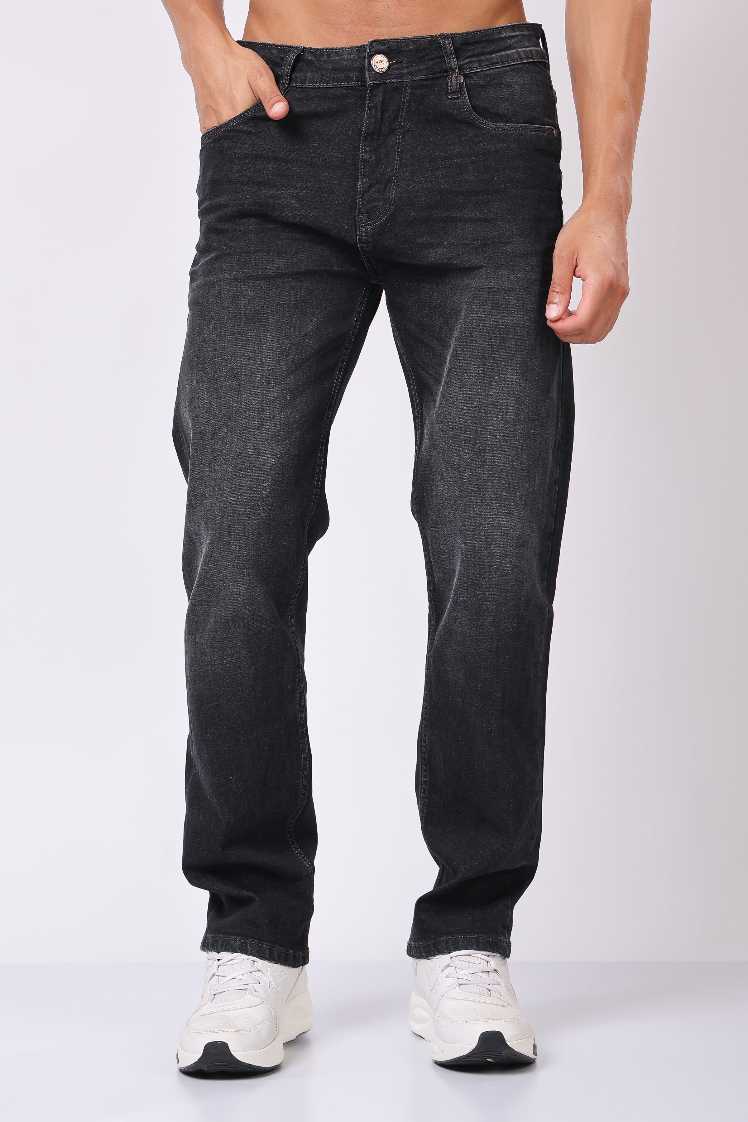 Stylox Men’s Comfort Fit Denim Jeans - Grey, Dark Grey, Mid Grey