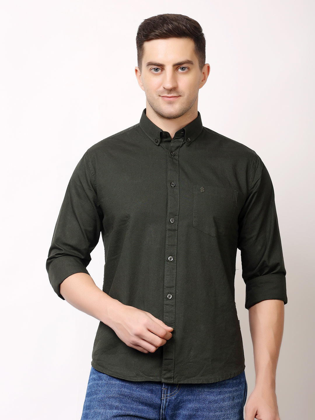 Stylox Men’s Premium Oxford Full Sleeve Solid Shirt | Casual &amp; Formal Wear | Soft Cotton Blend