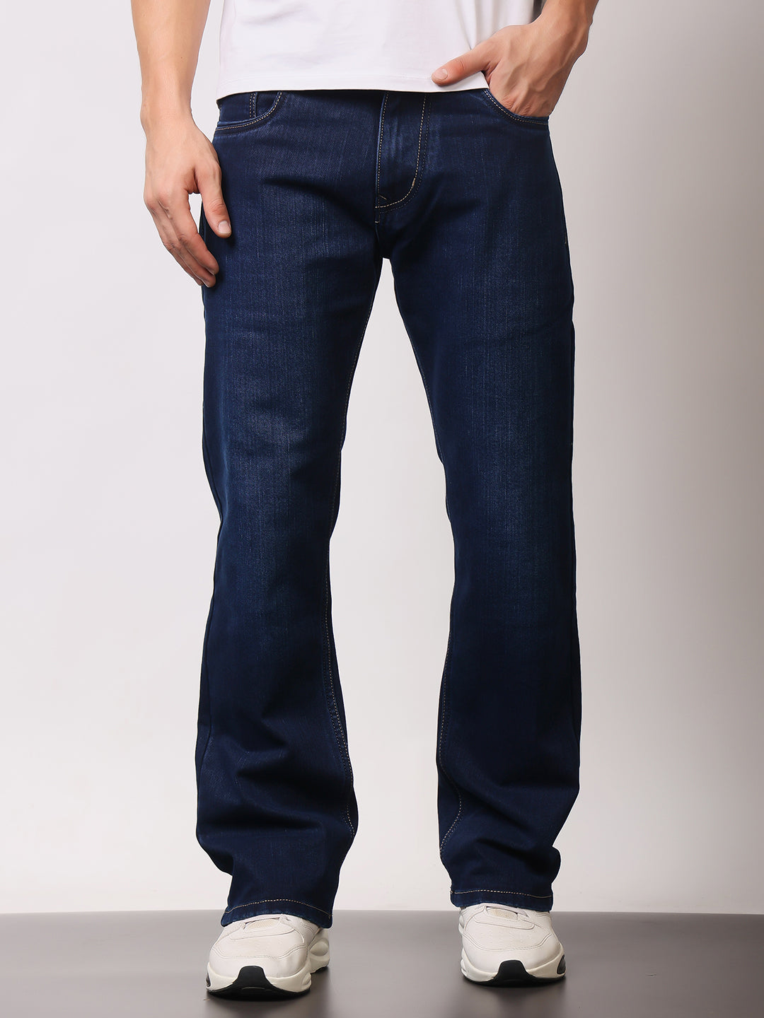 Stylox Men’s Bootcut Fit Stretchable Mid Rise Solid Denim Jeans - Stylox