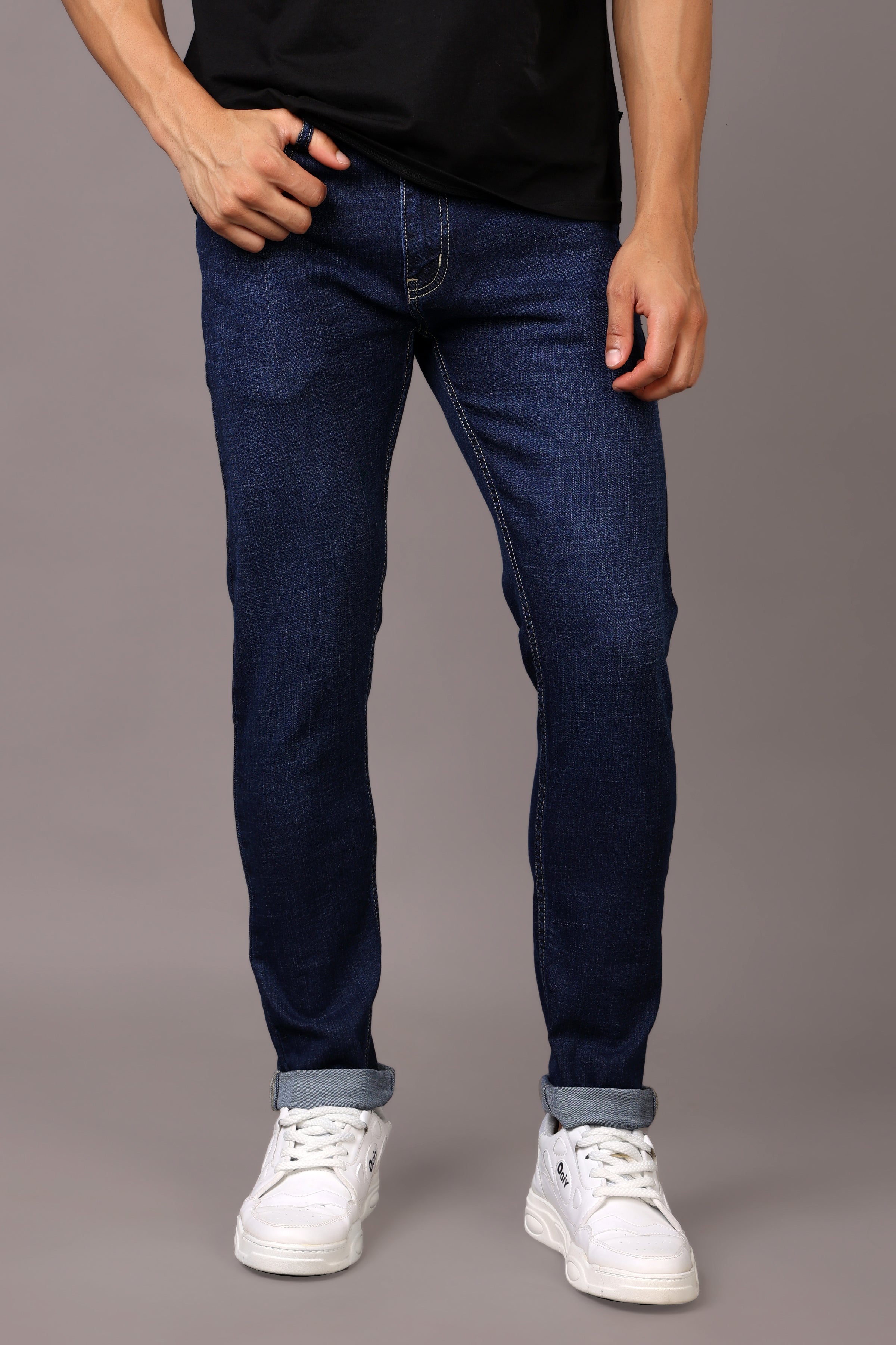 Stylox Men’s Slim Fit Denim Jeans - Dark Blue & Mid Dark Blue