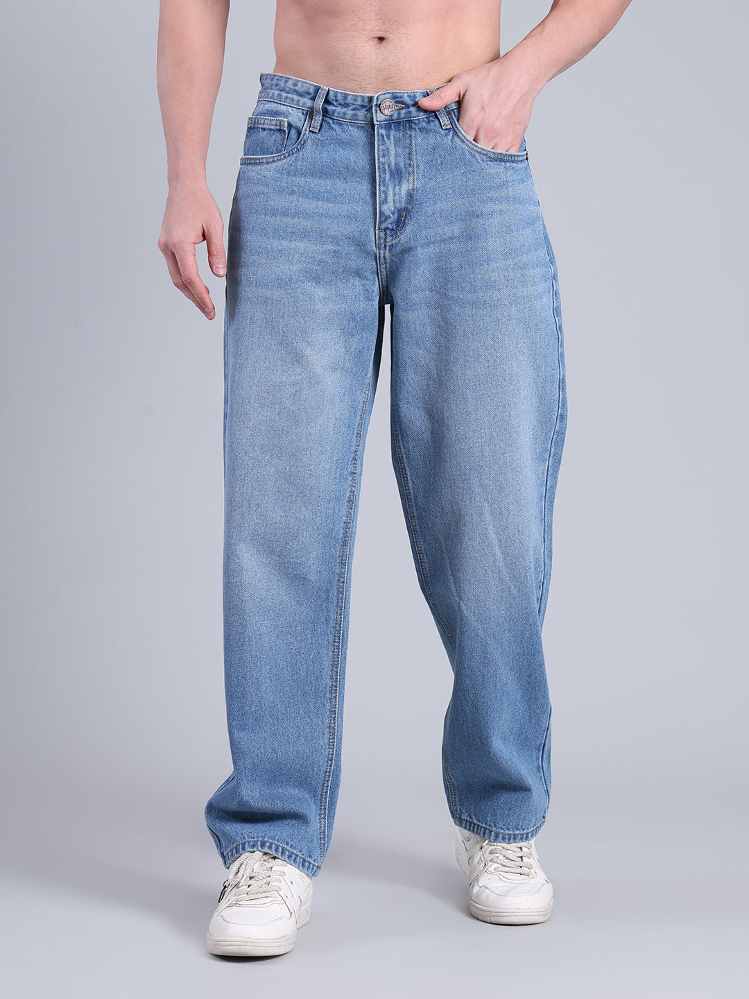 Stylox Men’s Loose Fit Jeans | Relaxed Fit Washed Denim Jeans for Men | Mid-Rise Casual &amp; Streetwear Jeans