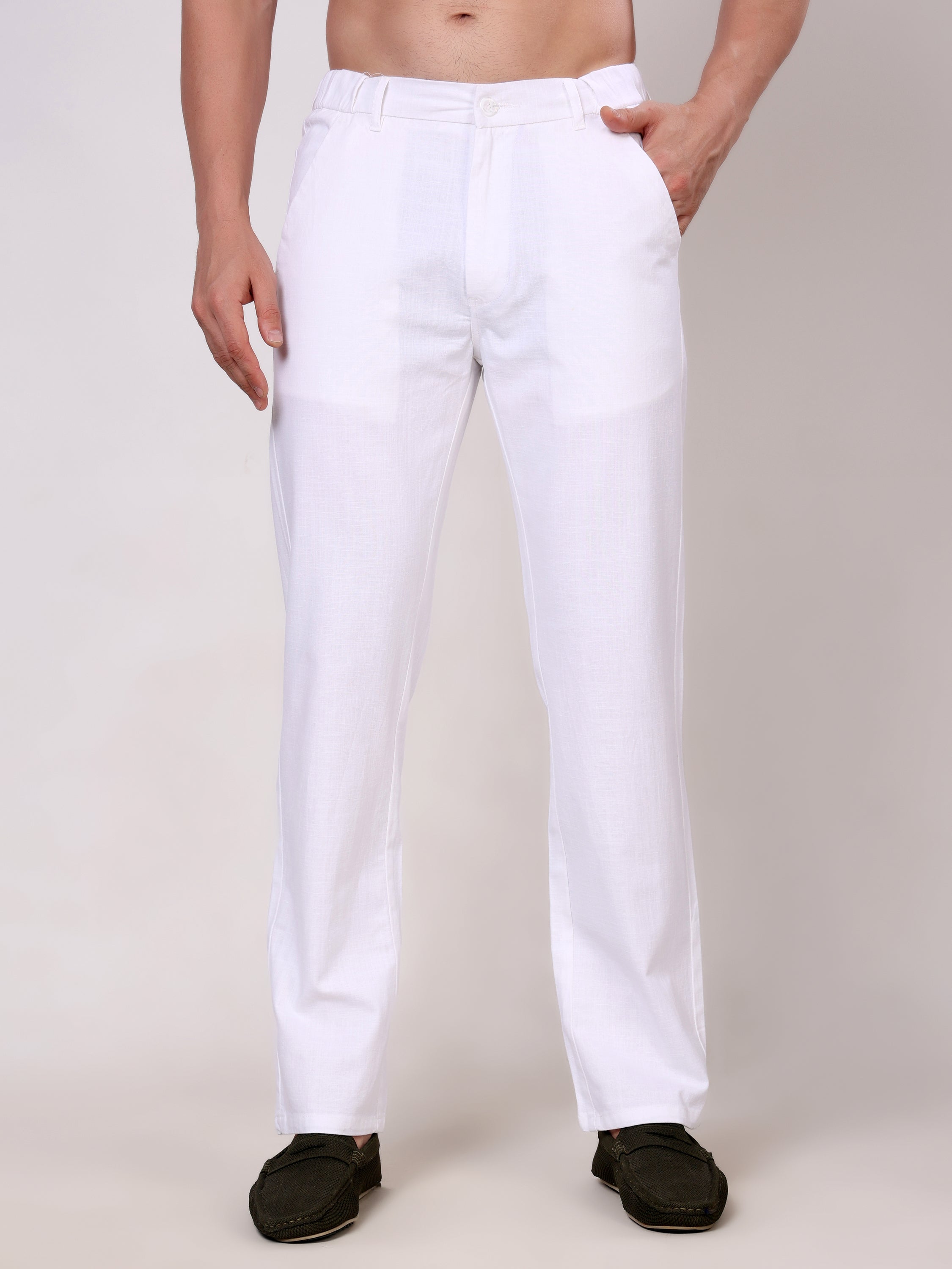 Stylox Men's Comfort Fit Non-Stretch Casual Trouser with Elastic Waist