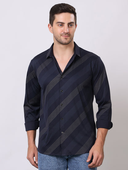 Stylox Premium Full Sleeve Striped Men’s Shirt | Stylish Slim Fit Casual &amp; Formal Wear