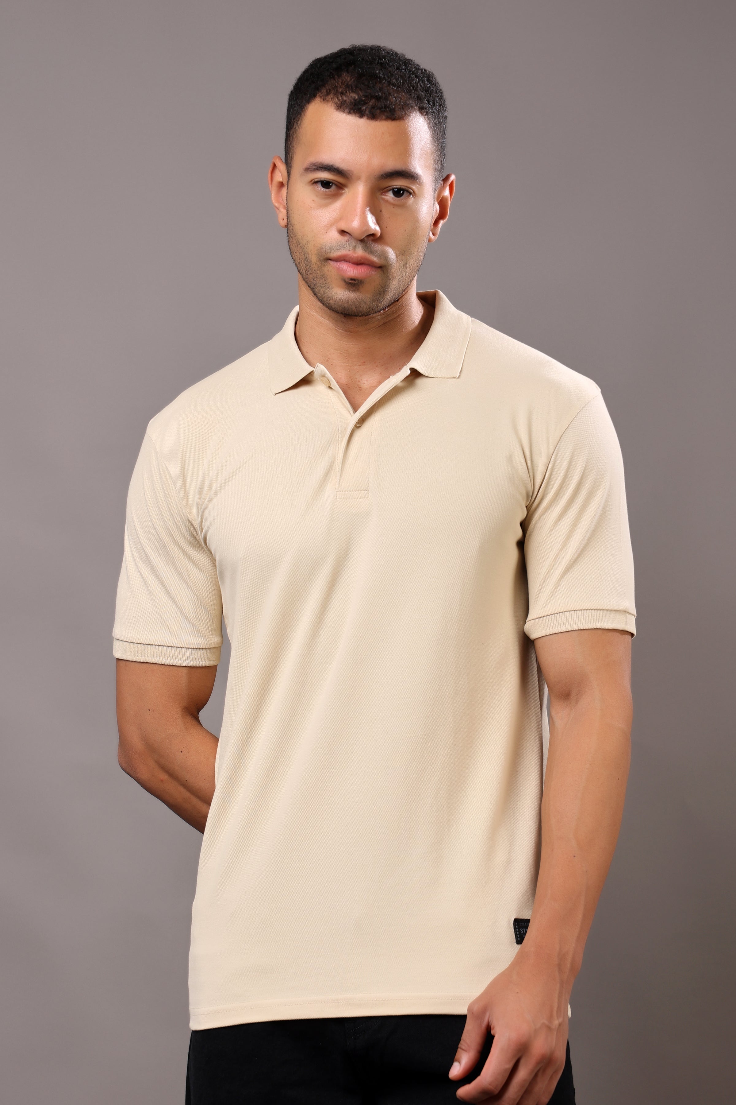Stylox Men’s Polo Collar Solid T-Shirt - Soft, Breathable &amp; Everyday Wear