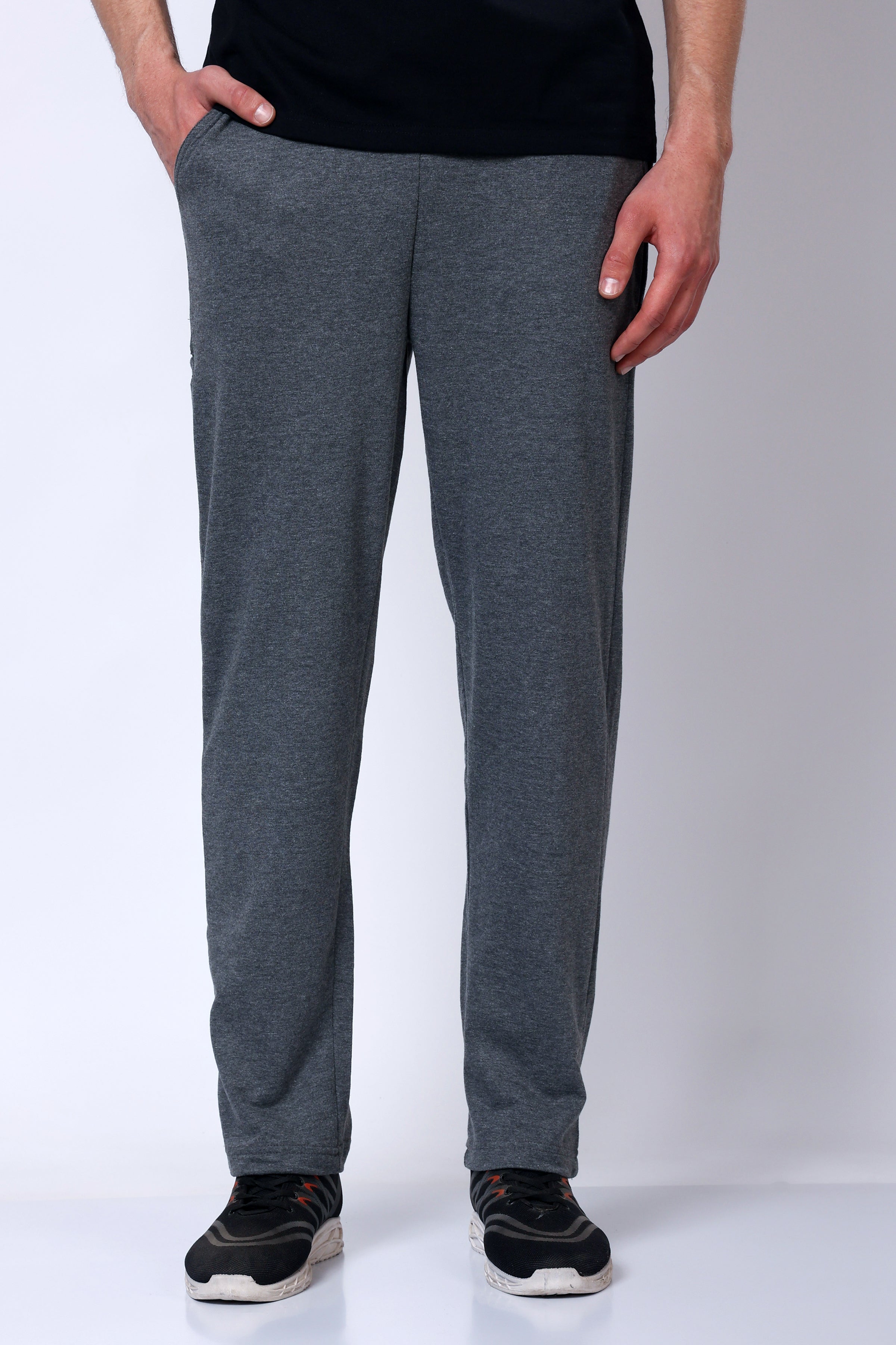 Stylox Men’s Regular Fit Terry Fabric Trackpant with Drawstring Waist-Dark Grey - Stylox