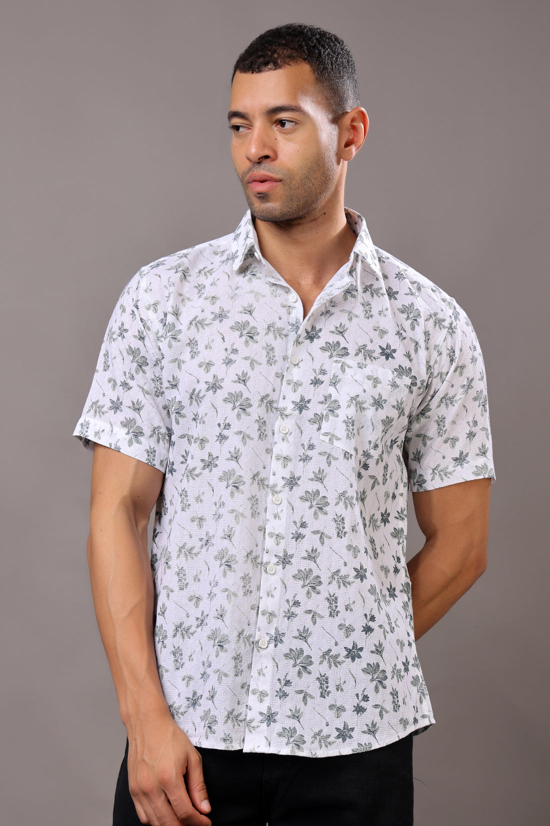 Stylox Half Sleeve Leaf Print Casual Shirt