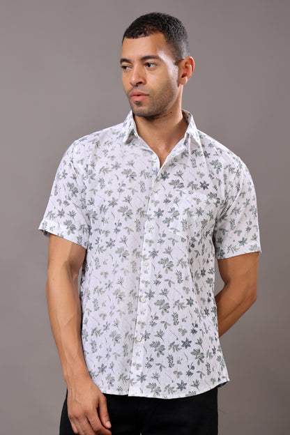 Stylox Half Sleeve Leaf Print Casual Shirt