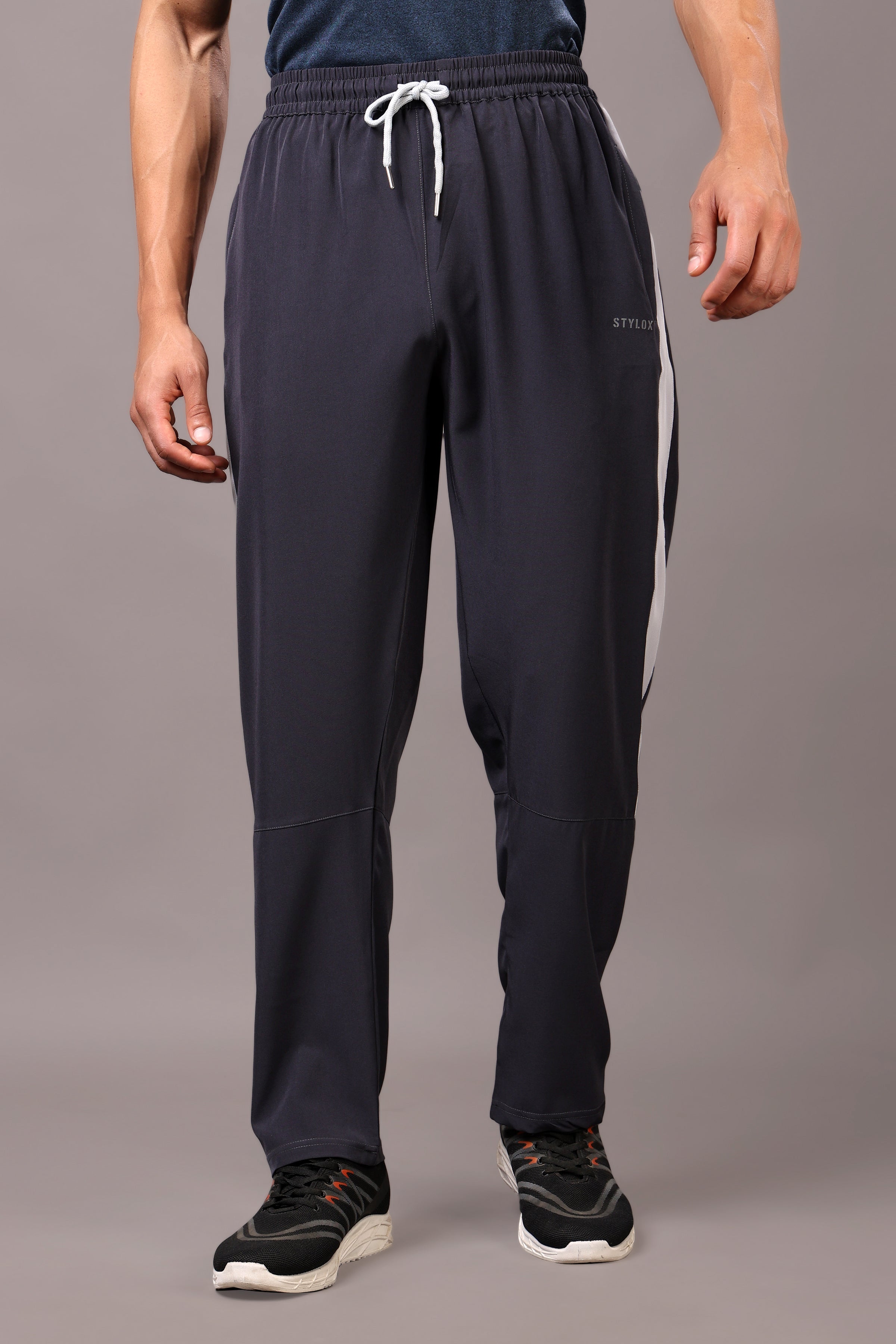 Stylox Classic Men’s Trackpants with Elastic Waist & Side Pockets (Dark Grey) - Stylox