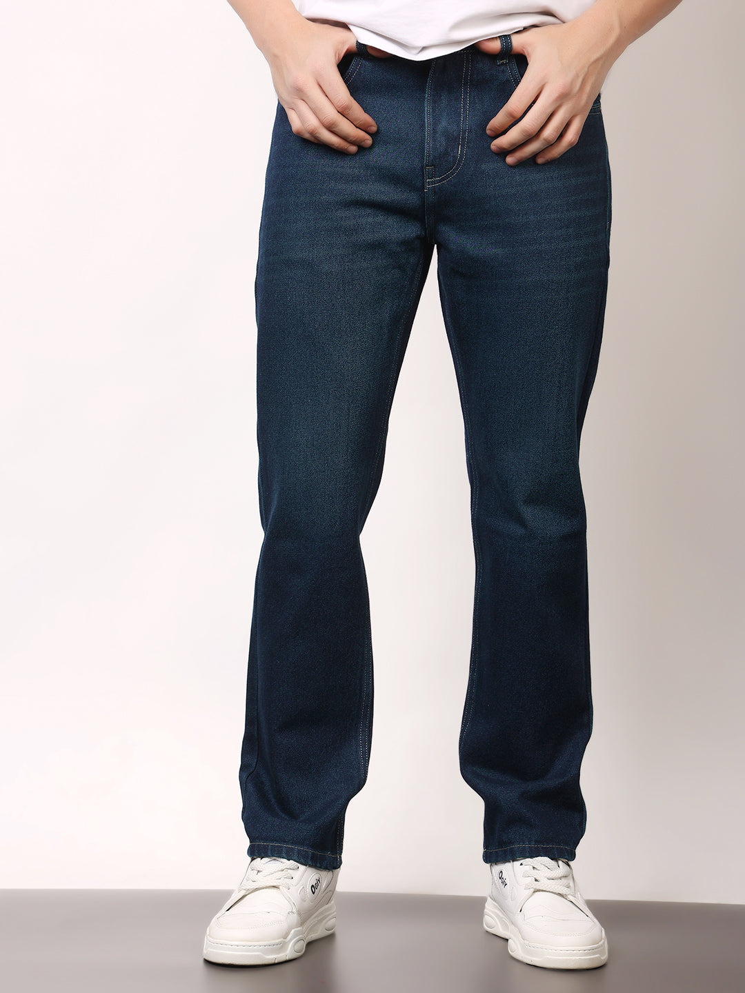 Stylox Men’s Relaxed Fit Solid Jeans | Comfortable Denim Casual Wear for Everyday Style (Blue) - Stylox