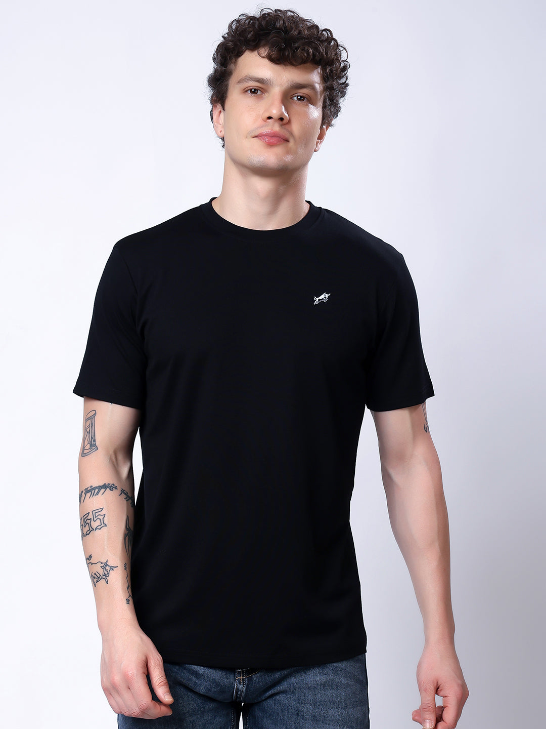 Stylox Men’s Regular Fit Round Neck Half Sleeve Casual Solid T-Shirt–Black - Stylox