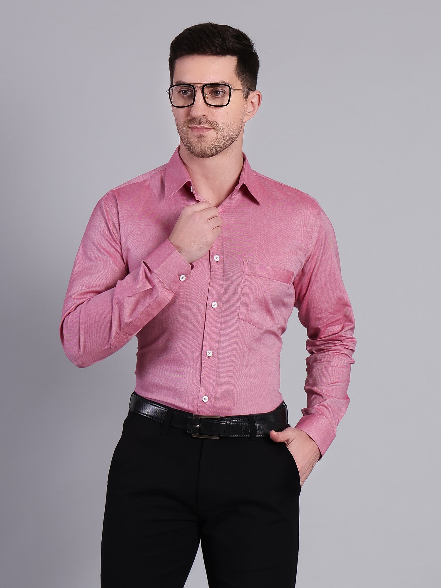 Stylox Men’s Regular Fit Red Solid Full Sleeve Casual Shirt - Stylox