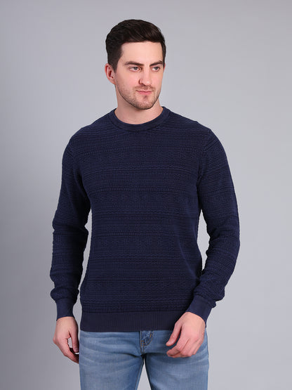 Stylox Men’s Winter Textured Sweater | Full Sleeve Round Neck Knit Pullover | Warm Casual Wear